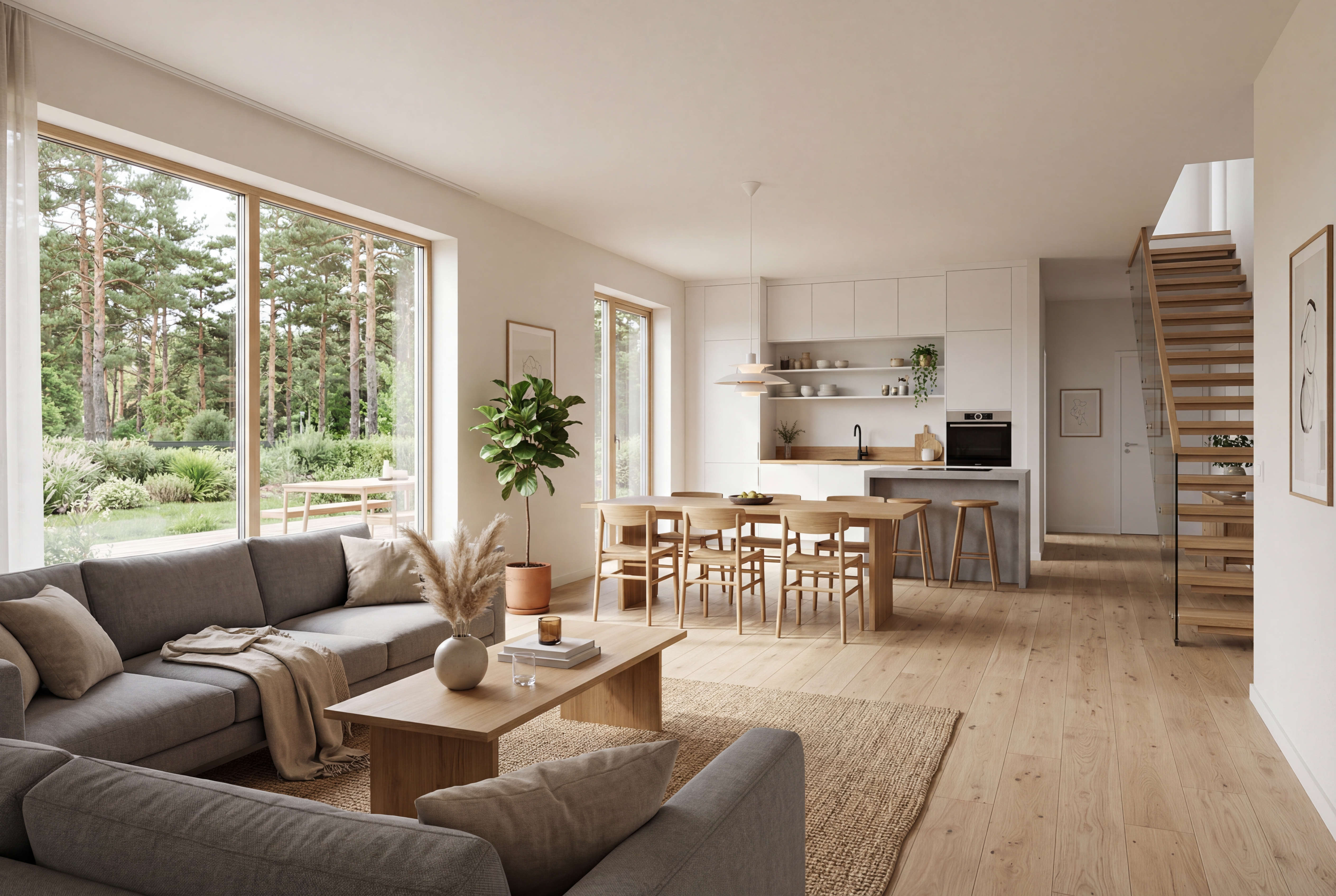 Wnętrze — salon z kuchnią